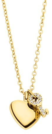 DIAMOND MODE Kette Gold Damen – Hochwertige Herzkette Goldkette Damen Halskette Schmuck Wasserfest, Geschenk Frauen, mit Herz Anhänger 18K Vergoldet Edelstahl, Key to Heart