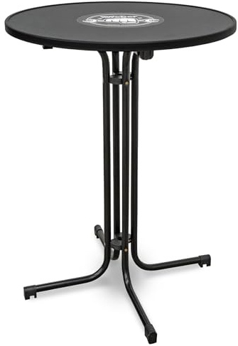 Weber Klappbarer Stehtisch – runder Stehtisch Ø 80 cm, klappbar, höhenverstellbare Füße, stabil, kunststoffbeschichtete Holzplatte, schwarz – ideal für Events, Messen & Partys