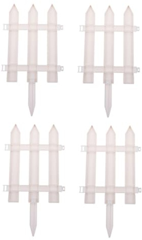 Homoyoyo 4sets Staccionata in Plastica Bianca Recinzione Decorativa per Aiuole Cortili Parchi Facile Installazione e Resistente alle Intemperie