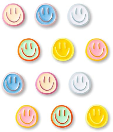 12 Stück Smiley Kühlschrank Magnete Set – Niedlich Bunte Aus Harz Magnete für Whiteboard, kleine Magnete für Kühlschrank & Magnettafel, Schrank, Schule, Büro, dekorative lustige Kühlschrankmagnete