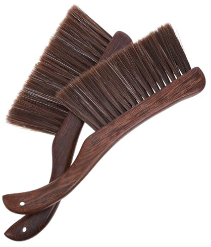 NUOBESTY 2pcs Hardwood Floor Scrubber Brushes with Wooden Handle Duster for Deep Crevice Reach and Universal Compatibility, for Workshop Benches and Coal Fire Maintenance in Kitchen