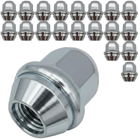 Juego de 20 tuercas de rueda M12 x 1,5 60° cónicas cerradas SW 19 mm - Altura 31 mm - Cromado con tapa de acero inoxidable - Juego de tuercas de rueda para llantas de aluminio - cónicas