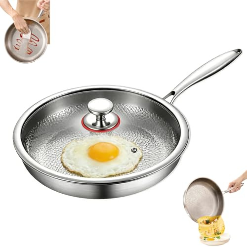 YBOEG Kovali Titan Bratpfanne mit Deckel, Kovali Non Stick Titanium Frying Pan, Scratch-Resistant Titanpfanne 26/28/30/32 cm, Titan Pfanne Unbeschichtet für Die Küche Kochen (Mit Deckel,28cm)