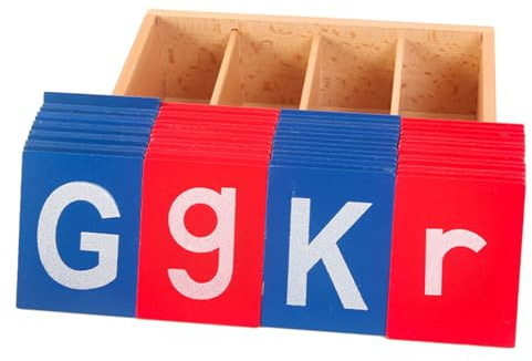 sszxmy Montessori Sandpaper Letters Cards, Red Blue Uppercase Lowercase Alphabet Tracing Flashcards,Model A