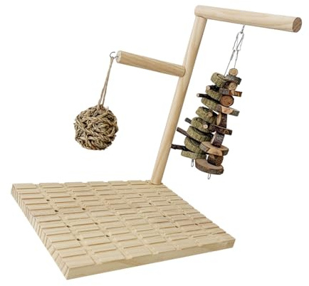 Pet Rabbit Teeth Chew Toy Wooden Chew Crushing Board and Hanging Snack Cage Decoration Grass Ball Entertainment Natural Wood Animal Grinding