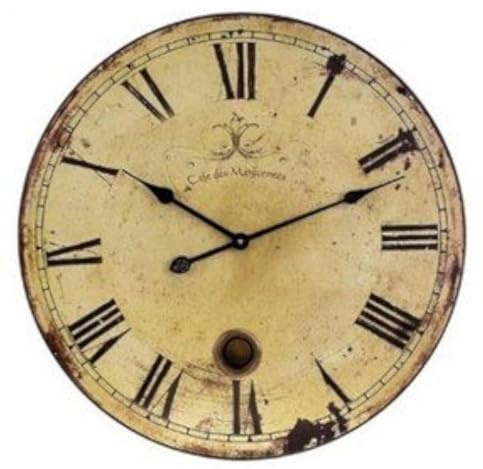 YOAI Wanduhr küchenuhr Vintage Shabby CHIC Antik Nostalgie Rustikale Quarzuhr aus MDF mit lautlosem Uhrwerk,12 Zoll/30CM Ø (Wood)