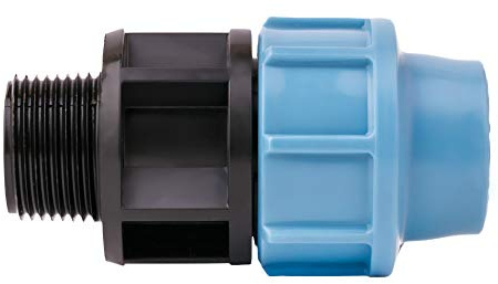 BFG PE Rohr Verschraubung Kupplung 1/2-Zoll-außgewinde x 20 mm Anschluss, MDPE PE, für Wasserleitung, aus Kunststoff, Rohrverschraubung