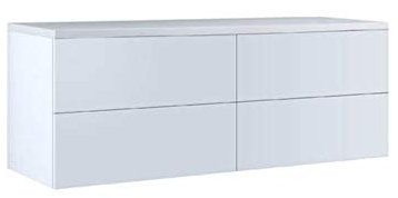 StoneArt Badmöbel Set mit Mineralguss Waschbecken Waschschale Aufsatzwaschbecken und Unterschrank Waschtisch Einzel- oder Doppelwaschbecken Brugge BU-1201pro weiß 120cm