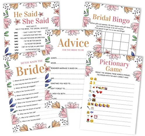 Inkdotpot Blumen Thema Junggesellinnenparty Spiele 5Er-Einstellen (Aktivitäten Für 50 Gäste) Spaß Brautdusche Spiele Einstellen Bündeln