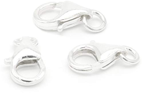 NaturSchatulle 16mm Karabinerverschluss 100% Sterling Silber 925 I 3 Stück Schmuckverschluss Karabinerhaken Kettenverschluss Basteln Schmuckherstellung