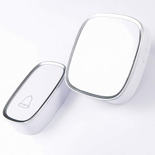 Wireless Doorbell, Portable Weatherproof Wall Plug-in Door Bell Chime with 1 Push Button & 1 Plug in Receiver, 1000 Feet Wireless Long Range with 36 Tunes Melodies to Choose, Battery Required, White