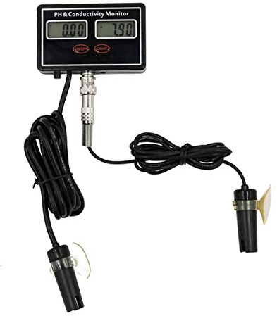 tooloflife Digitaler Online-pH-EC-Leitfähigkeitsmesser, Tester, Wasserqualität, Echtzeit, kontinuierliche Überwachung für Aquarien, Teich, Pools, Spa - Schwarz, Freistehend, HA8086
