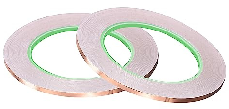 sourcing map 2 Stk. Doppelseitig leitfähig Klebeband Kupferfolienband 3mmx30m/98.4ft für Gitarre, EMI Shielding Crafts, elektrische Reparaturen