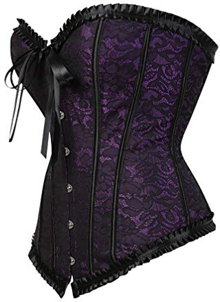 Hengzhifeng Corset Gotico Mujer Talla Grande Corsés y Bustiers Retro (EUR 46-48,Morado)