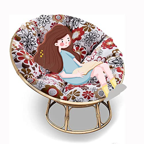 SRHWBF Papasan-Kissen Papasansessel Kissen Papasan-Sitzkissen Stuhlkissen Für Innen Balkon Draus Schaukelstuhlkissen (NUR Kissen) (F23 Ø140cm/55.1 in)