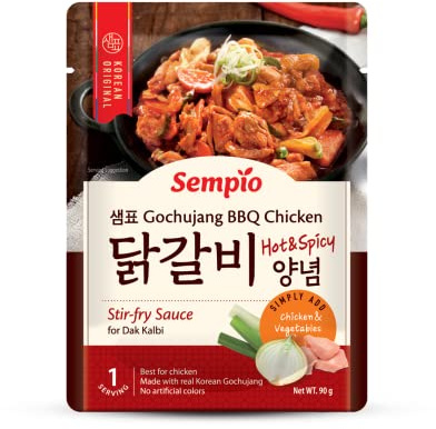Sempio Gochujang BBQ Chicken Sauce (90 g) - Dak Galbi Marinade. Spicy, Authentic Korean Flavor for Easy Home Cooking.