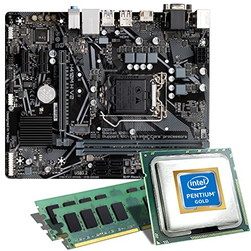 Mainboard Bundle | Intel Pentium Gold G6400 2x4000 MHz, GIGABYTE H410M H V2, 16 GB DDR4-RAM, UHD Graphics 610, 1x M.2 Port, 4X SATA 6Gb/s, USB 3.2 Gen1 | Tuning Kit | CSL PC Aufrüstkit