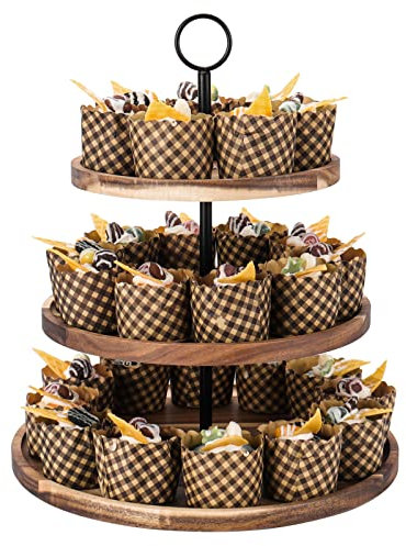 3 Tier Cupcake Stand, Large Wood Tiered Serving Tray Cupcake Tower, Serving Stand Display Dessert Cookie Candy Buffet Holder for Home Tea Party, Wedding, Farmhouse Decor, Kitchen Decor