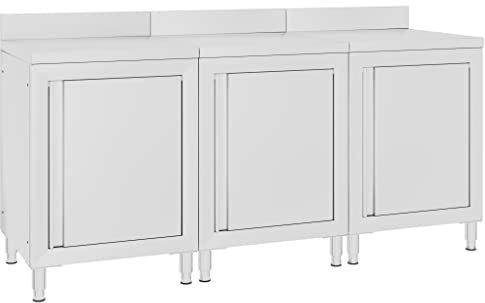 Hommdiy Arbeitsschrank mit Aufkantung Gastro Arbeitstisch Küchenschrank Arbeitsplatte Edelstahlschrank Gastronomie Schrank 180 x 60 x 96 cm