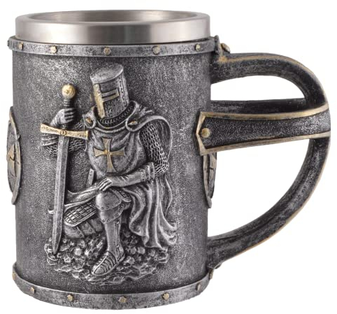 Pichet croisé à genoux en pierre artificielle peinte par la main d'artiste avec insert amovible en acier inoxydable de 600 ml