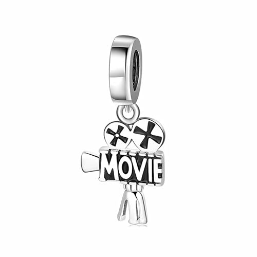 Charm Film Cinéma en Argent 925 - Les Folies (Modèle Pandora), Argent sterling, Zircone cubique