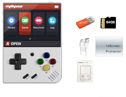 Miyoo Mini Plus Handheld Game Console 3.5 inch Classic System Retro Video Games Consoles Portable Rechargeable Hand Held 64G with Case White