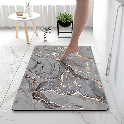 LZRYYBZ Tapis Bain en Pierre diatomite antidérapant Anti moisissure sèche Rapide Tapis Douche à diatomées Douche extérieure marbre Or marbre Tapis Bain en Caoutchouc très Absorbant