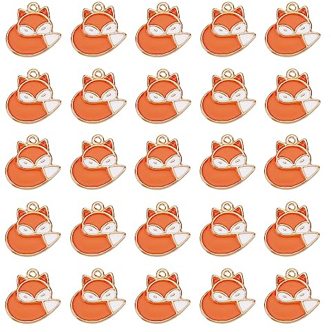 SUNNYCLUE 1 Box 30 Stück Fuchs Charms Große Fuchs Charm Tiere Wald Hübsche Intelligente Tier Für Die Schmuckherstellung DIY Armbänder Halsketten Schlüsselanhänger Ohrringe Basteln