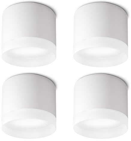 SSC-LUXon 4er Set Aufputz Deckenleuchte VORA weiß matt - Spotlampe Decke mit Leuchtring blendfrei - Aufbauspot mit GX53 LED neutralweiß