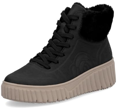 Rieker Damen Schnürstiefeletten N2504, Frauen Stiefeletten, lose Einlage,uebergangsstiefel,schnürboots,Winterschuhe,warm,schwarz (00),39 EU / 6 UK