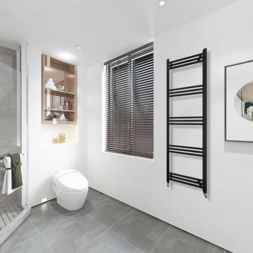 Aica Sanitarios Negro Radiador Toallero de Agua, Calentador de baño, Calienta Toallas Rápidamente (1650x500 mm)
