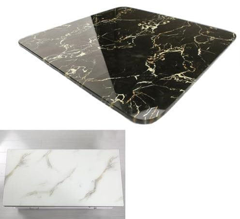 Glasplatte Rechteckig Glastisch Tischplatte Aus Gehärtetem Glas Tisch Glasscheibe 8mm Dick, Platte Aus Gehärtetem Glas In Marmoroptik, Ideal Als DIY Glastisch Tisch Glas Platte(Color:A,Size:100x80cm)