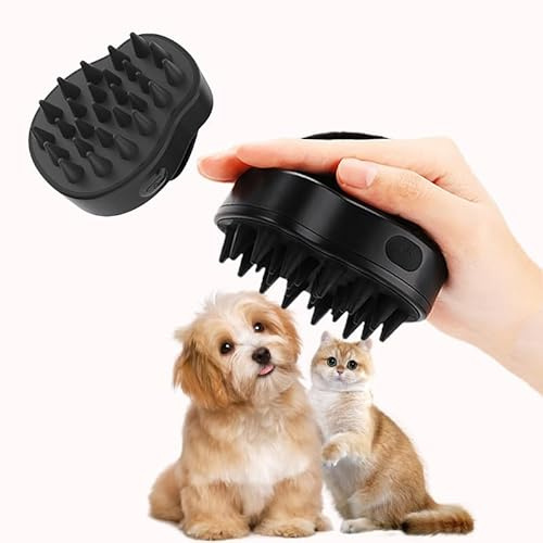 Spazzola elettrica per gatti - Spazzola da bagno per animali ricaricabile con manico antiscivolo in silicone morbido - pettine per massaggio autopulente impermeabile per cani e gatti