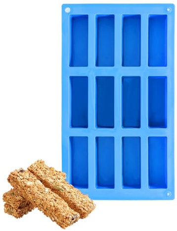 Stampi in Silicone per Dolci, Silicone per Stampi Dolci, con 12 Cavità, Barrette di Cereali Rettangolari per Energetiche ai Cereali Cioccolato Torte