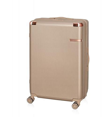 BETLEWSKI - Großer Koffer Hartschale - Reisekoffer mit 4 Rollen - Leicht Hartschalenkoffer ABS Rollkoffer mit Schloss - Größe 76 cm x 48 cm x 28 cm 93 Liter – Champagne