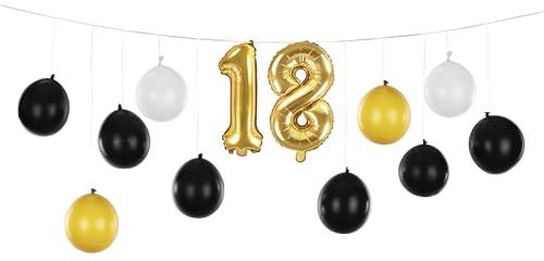 Ballon Girlande 18 Luftballons 18. Geburtstag Ballongirlande 18 Folienballon Partykette Ballon Zahl 18 Gold Deko Geburtstag 18 Mann Frau, 3 DIY Varianten