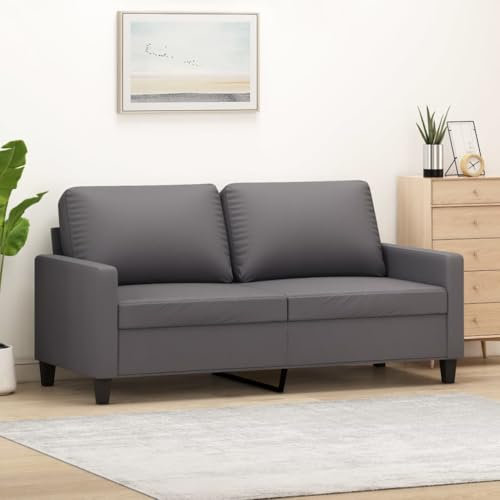 IKAYAA 2 Sitzer Sofa, Zweisitzer Sofa, 2er Couch, 2 Sitzer Couch, Couch 2 Sitzer, Grau 140 cm Kunstleder
