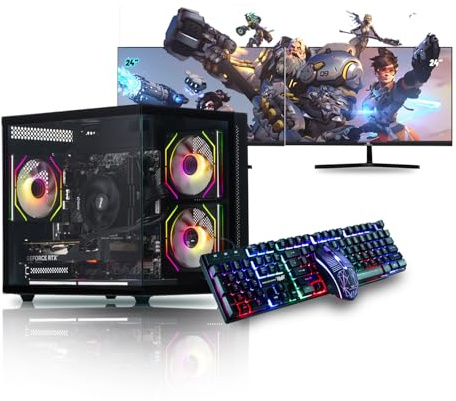 Veno Scorp Gaming PC Dual 24 Monitor Bundle Intel Core i5-3470 Processor RX 550 4GB Graphics Card - 16GB Ram - 120GB SSD + 1TB HDD - 550W PSU - Windows 10 - WiFi - Cybus 7