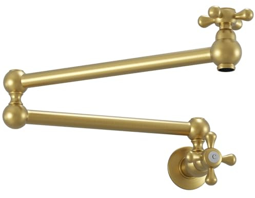 KAITAIHD Kitchen Faucet, Single Hole Mount Pot Filler Faucet Tap with Folding Stretchable Double Joint Swing Arm, Brushed Gold