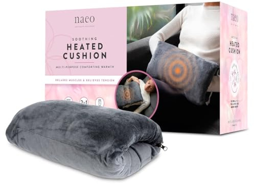 New Soft Plush Fabric Smooth Heating 2-in-1 Soothing Heated Cushion USB Powered with Reversible Zip Feature Therapeutic Back Muscle Pain Relief and Relaxation - A98
