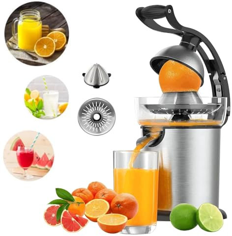 Spremiagrumi Elettrico, Spremiagrumi Professionale in Acciaio Inossidabile da 130 W con Filtro in Acciaio Inossidabile, Design Rimovibile/Uscita Succo 1s/Pulizia Semplice, per Arance, Melograni