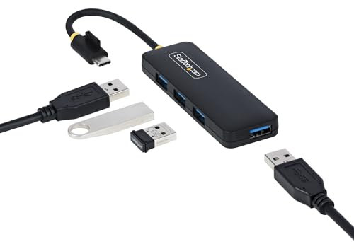 StarTech.com 4-Port USB-A Hub, 5Gbps, Bus Powered, Small Travel Mini Hub, Multi-Port USB 3.0 Splitter, Portable USB Hub