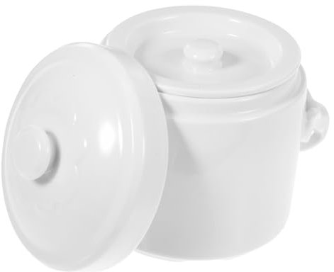 Alipis Coperchio Per Ciotola in Ceramica Per Stufato Ciotola Per Cottura A Vapore Binaurale Tazza Per Zuppa 520 Ml Liscia Senza Base