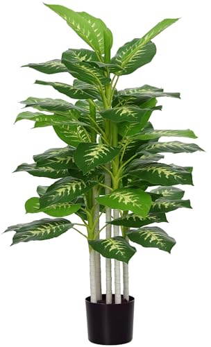 HOMCOM Árbol Artificial de Perenne 120 cm Planta Artificial Decorativa Grande para Hogar Oficina Dormitorio Verde