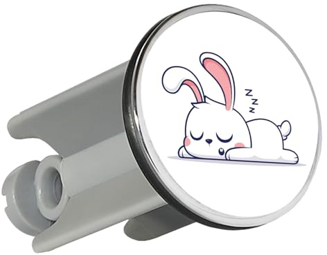 Huuraa Waschbeckenstöpsel Hase Comic Geschenk | Universal Stopfen 4cm höhenverstellbar Abflussstopfen Geschenkidee Stöpsel mit Motiv für das Waschbecken