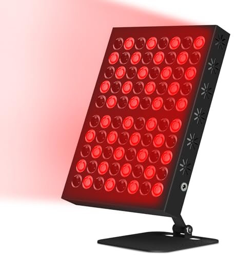 Lámpara de luz roja, Trayvespace 80 LED, 62 W, lámpara infrarroja, 660 nm y 850 nm con temporizador, ajuste de brillo, luz roja infrarroja para el hogar, uso en la oficina