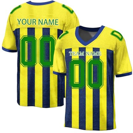 Personalisiertes American FootballTrikot Custom Football Jersey Individuell Team Name & Number Baseball Trikots für Männer Frauen Jugend Schnelltrocknend Atmungsaktiv T-Shirt(#C Fluorescent Green)