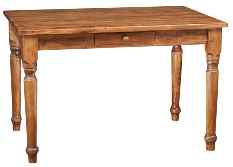 Biscottini Küchentisch 120 x 80 x 80 cm Made in Italy | Vintage Schreibtisch mit Schublade | Tisch aus massivem Lindenholz | Schreibtisch aus Holz | Esstisch für den Innen- und Außenbereich Shabby
