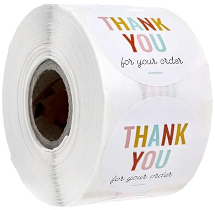 HOMSFOU Dankeschön-Aufkleber Runde 0.98 Zoll 500 Stück Selbstklebende Sticker Rolle Für Verpackung Kleine Geschenktüten Bastelprojekte Und Geschäftliche Bestellungen