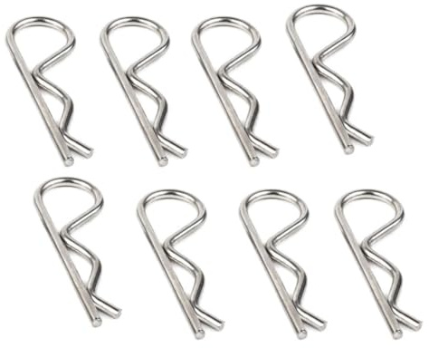 R Clips, Cotter Pins, 8 Pcs 304 Stainless Steel R Shaped Spring Cotter Pins Assortment Kit, R Clips Spring Fastener for Automotive Repair, Lawn Mower, Machinery, Industrial and Household Appliances
